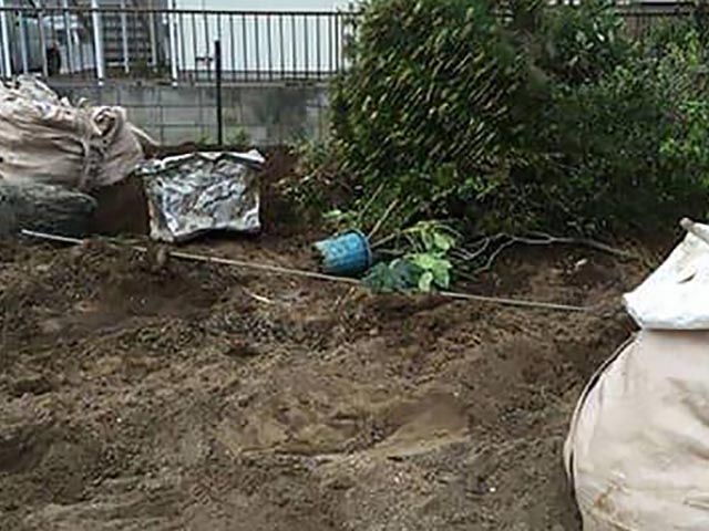 大木切りサービス 庭木 解体工事前の全部伐採 伐根 除根作業 福岡市